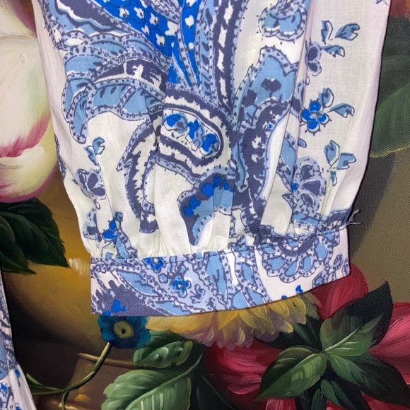 H&M Paisley V-Neck Tiered Dress w/ Gold-Tone Buttons 100% Cotton P2P 21 in. - Picture 7 of 11